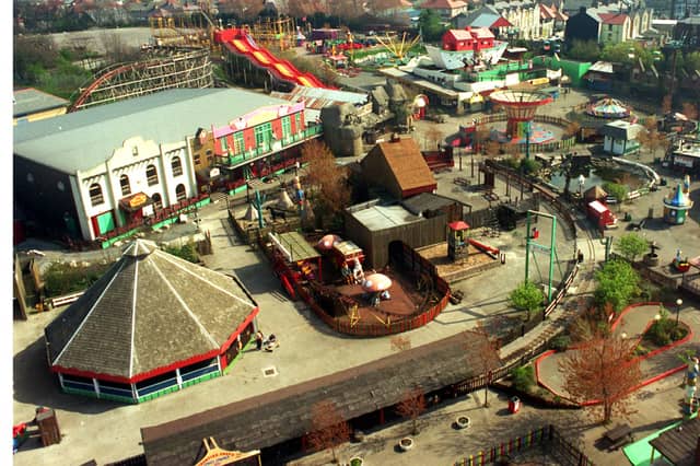 Looking down at Frontierland theme park, in Morecambe, in March 1998