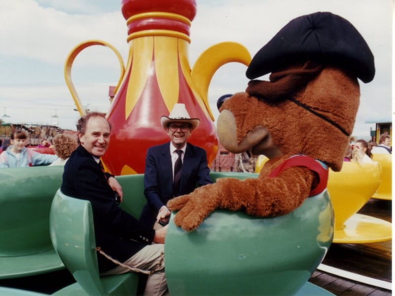The tea cups ride at the old Frontierland theme park, in Morecambe
