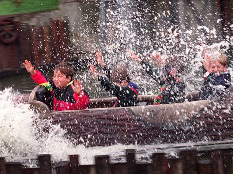 Cub scouts enjoy their day out at the old Frontierland theme park, in Morecambe, in 1992