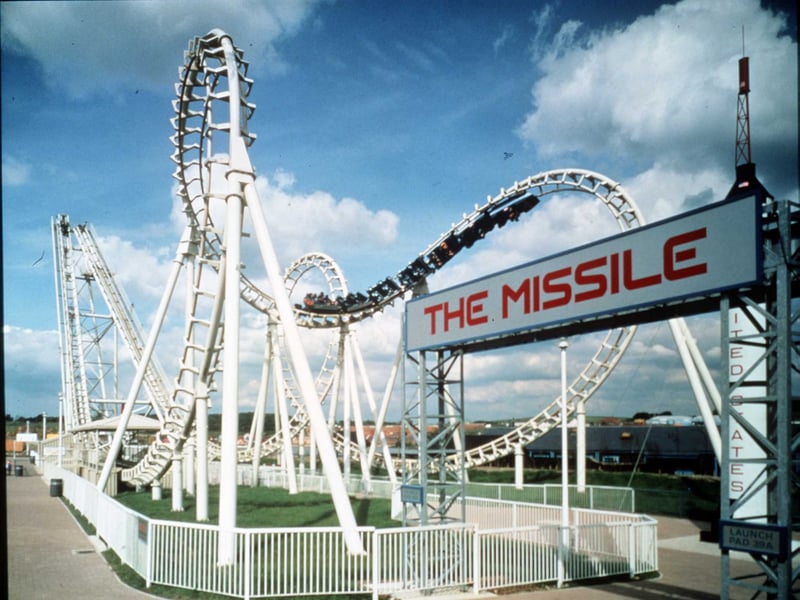The stomach-churning Missile roller coaster at the old American Adventure theme park in Derbyshire