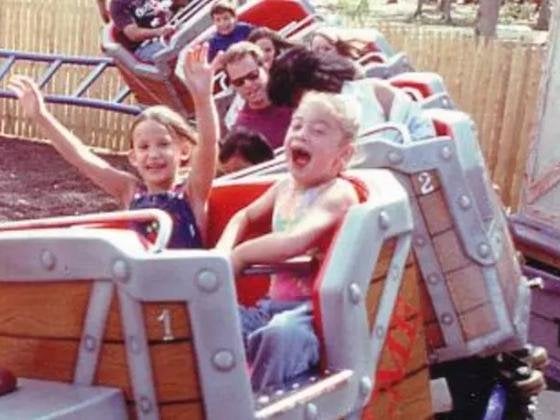 Two very different reactions to one of the roller coasters at the old American Adventure theme park in Derbyshire