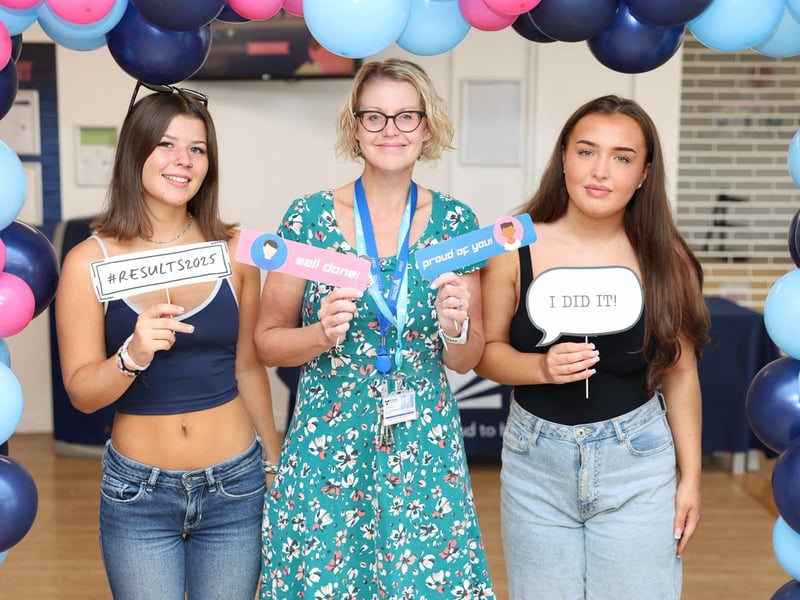 St Vincent College and Sixth Form have celebrated some fantastic A Level results this morning. 

Pictured: Olivia (left) and Taya (right) with happy principal Erika Taveler