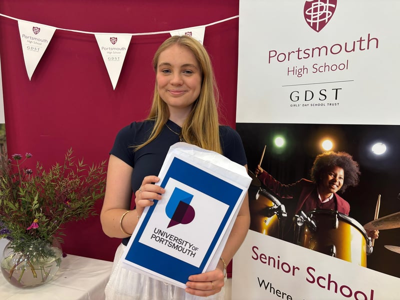 Pictured: Daisy Browning (18) has secured an A in Art and 2 B’s in DT and history. The Portsmouth High School student is going to study architecture at The University of Portsmouth.

Picture: Sarah Standing