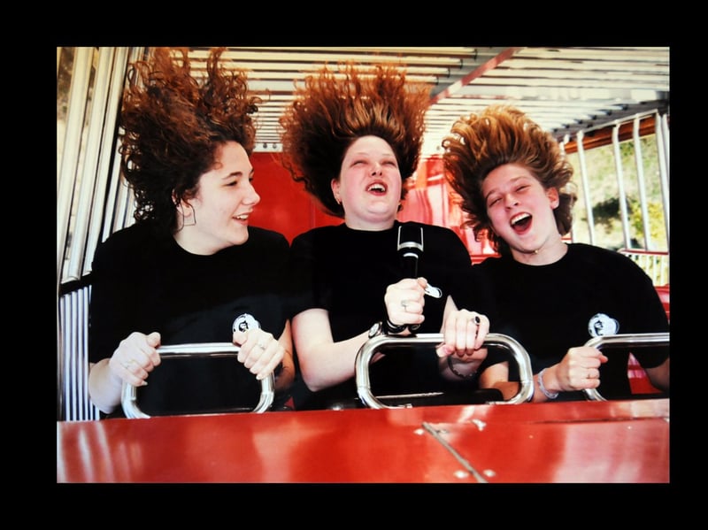 Enjoying one of the rides at the old Camelot theme park in Charnock Richard, Lancashire