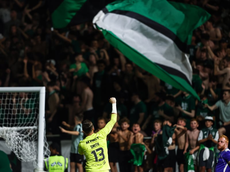 A relieved Jordan Smith celebrates with the home support.