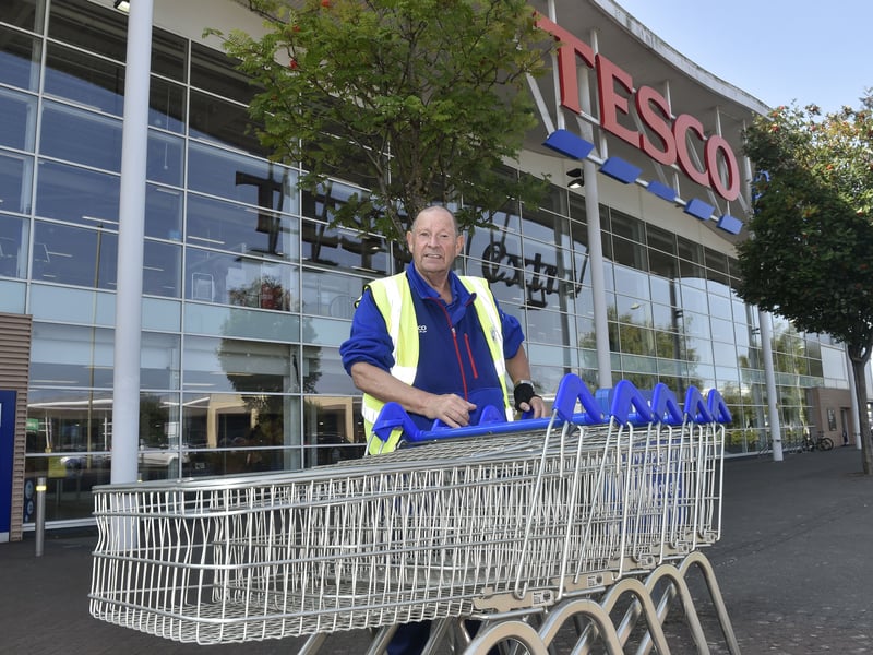 Steven Abbott (66) is retiring from Tesco in Havant, after 45 years collecting the trolleys.

Picture: Sarah Standing (150825-8646)