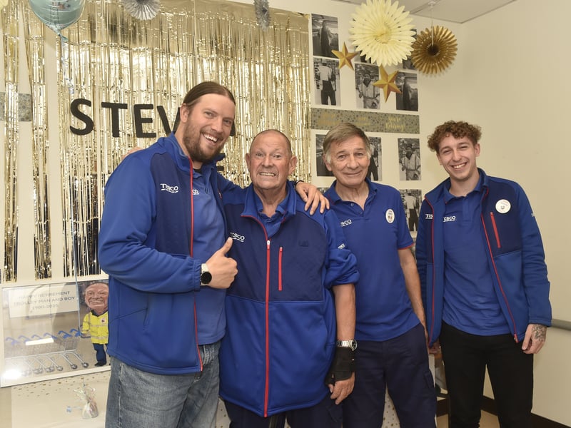 Known as the trolley boys Arron Grosvenor, Steven Abbott, Glenn Eklund and Sammy Fry.

Picture: Sarah Standing (150825-8691)