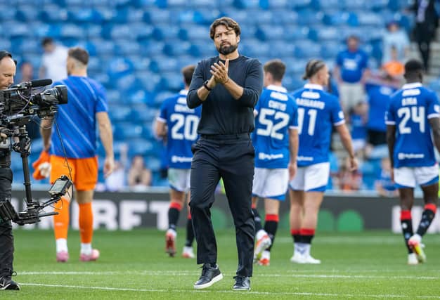 Rangers head coach Russell Martin has two doubts ahead of the Champions League playoff clash vs Club Brugge. Cr: SNS Group.