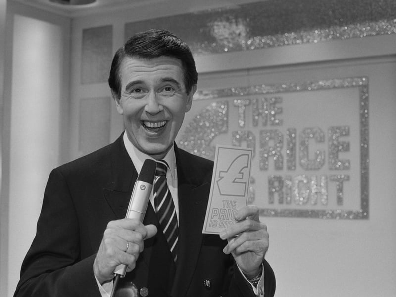 Comedian, actor and TV presenter Leslie Crowther hosting popular game show The Price Is Right, in December 1984