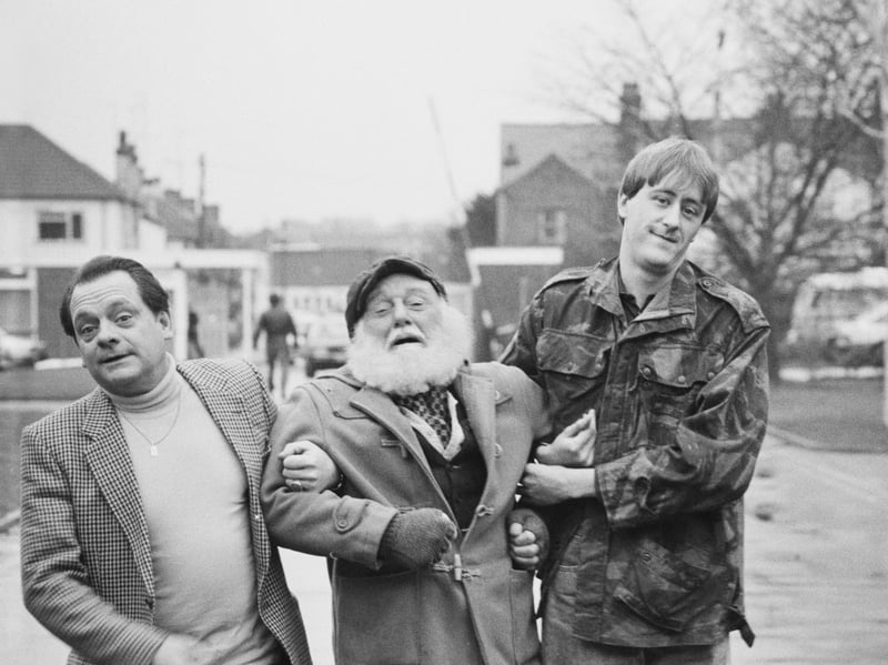 David Jason, Buster Merryfield and Nicholas Lyndhurst, stars of the hit comedy Only Fools and Horses, pictured in December 1986