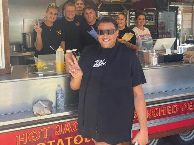Reality star David Potts visiting SpudBros in Preston.