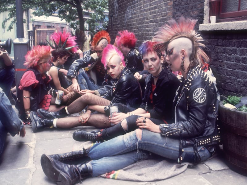A group of punks on a street corner in 1983