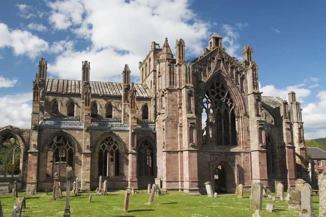 Melrose is in the Scottish Borders and situated next to the River Tweed. It's known for Melrose Abbey, Rugby Sevens, and being the birthplace of Rugby Seven. Pictured are the ruins of the Melrose Abbey which was founded by monks in 1136. Melrose has been rated five stars for peace and quiet, attractiveness and scenery.