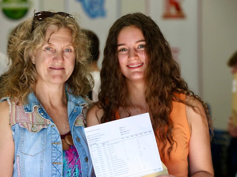 Students from Crookhorn College have celebrated a morning of positive GCSE results. 

Pictured: Savannah Wibberley and her mother, Geneve. Savannah will study science A-levels at Chichester College. 

Picture: Chris Moorhouse