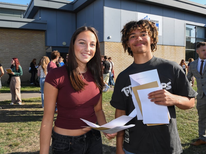 GCSE results at King's Academy Bay House School in Gosport, Hampshire. 

Pictured: Imogen Hamid and Ace Griffiths

Picture: Paul Jacobs/pictureexclusive.com