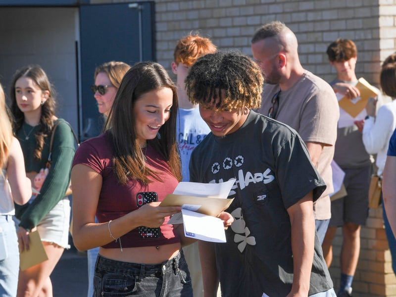 GCSE results at King's Academy Bay House School in Gosport, Hampshire. 

Pictured: Imogen Hamid and Ace Griffiths

Picture: Paul Jacobs/pictureexclusive.com