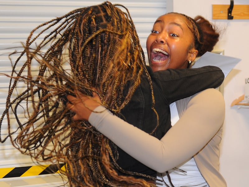 Grace Zouogbo was beyond happy with her results at Ruth Gorse Academy as she celebrated with her friend.