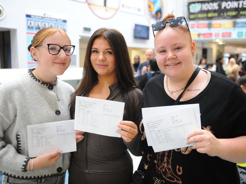 Friends who all passed 8 GCSE's Amelia Fryer, Evie Walton and Georgia-Leith Rae.