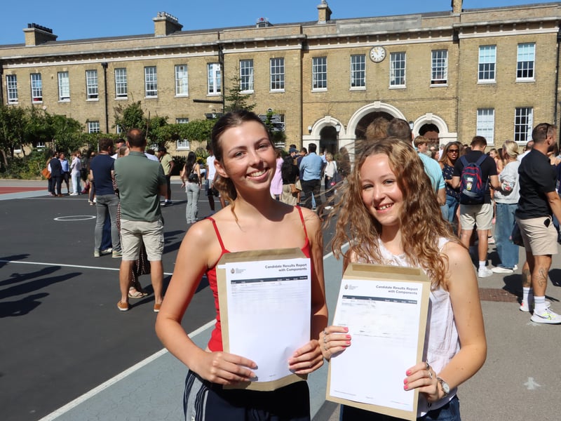 GCSE celebrations are underway at The Portsmouth Grammar School with a 9 being the most awarded grade, followed by a grade 8.

Pictured: Jemima and Alys