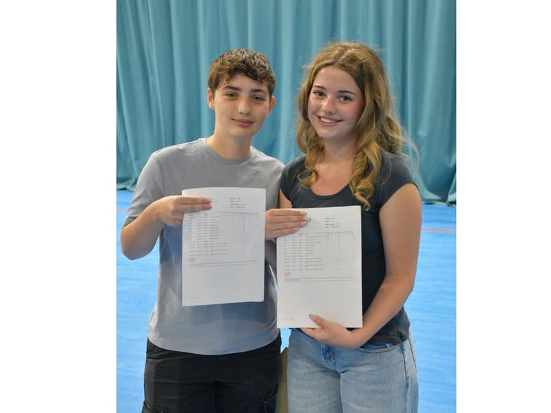 Students at Priory School, part of the high achieving Bohunt Education Trust (BET), are celebrating after receiving their GCSE results. 

Pictured: Harry N and Imogen S