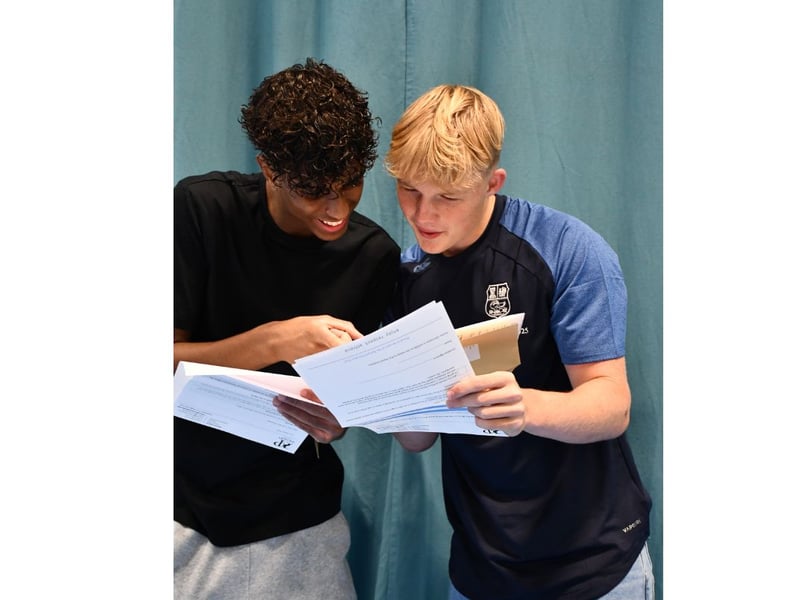 Students at Priory School, part of the high achieving Bohunt Education Trust (BET), are celebrating after receiving their GCSE results. 

Pictured: Mo A and  Derby E