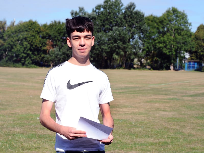 Students from King's Academy Brune Park in Gosport, collected their GCSE results this morning. 

Pictured is: Oliver Wilkins (16) who achieved one 8 in history, one 7 in chemistry, three 6's in classic civilisation, physics higher and maths higher and three 5's in English language, English literature and biology higher.

Picture: Sarah Standing (210825-3190)