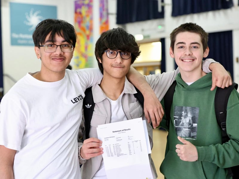 The Portsmouth Academy has celebrated a morning of positive GCSE results.
Pictured: Mohammed Ahmed, Abdullah Khadir and Shawn Wiles
Picture: Chris Moorhouse
