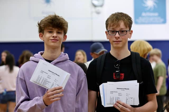 The Portsmouth Academy has celebrated a morning of positive GCSE results.
Pictured: Oscar Kirk and Reggie Lee
Picture: Chris Moorhouse