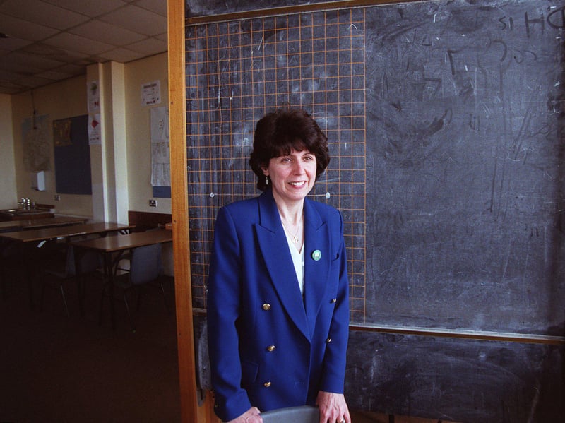 Hilda de Felice, headteacher at St Luke's High School, Barrhead, Glasgow, in 1999