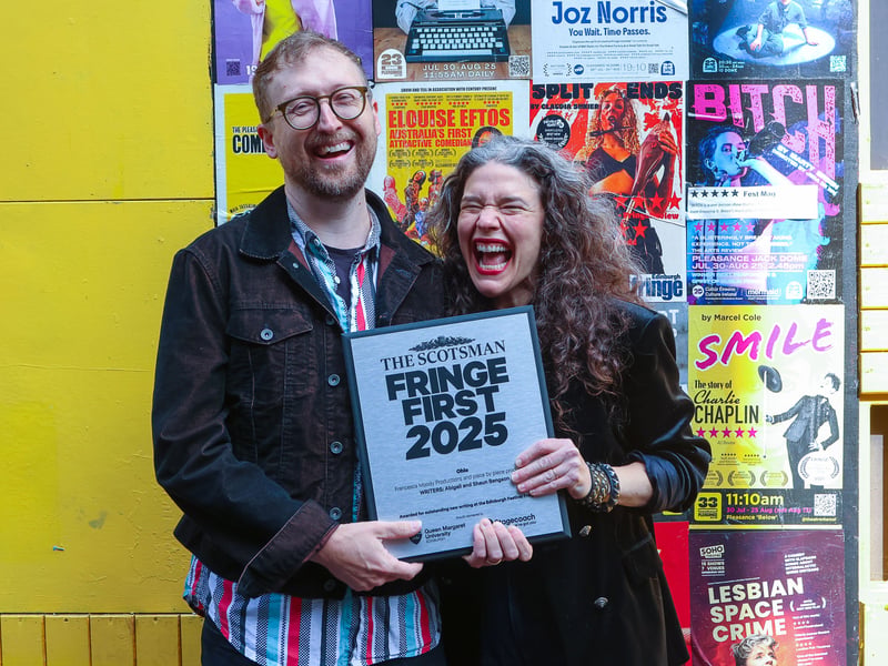 Posing with their award, the Bengsons have enjoyed four and five star reviews for their show, which they call an “an ecstatic grief concert”