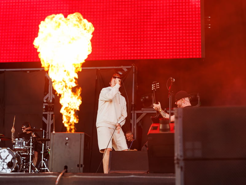 Pictured: Reytons set the festival stage on fire with a spectacular show full of pyrotechnics and smoke flares.
Picture:Marcin Jedrysiak