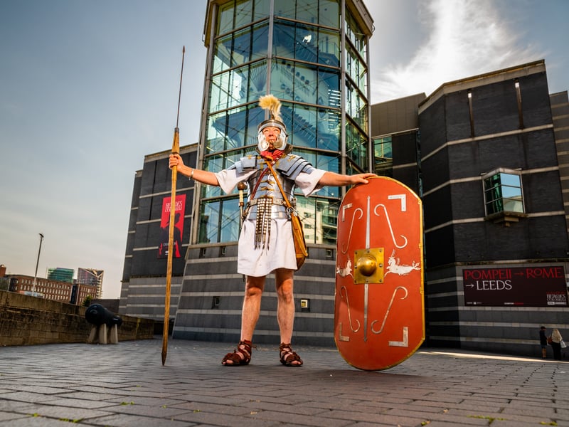 Bernie White dressed as a Roman legionnaire.
