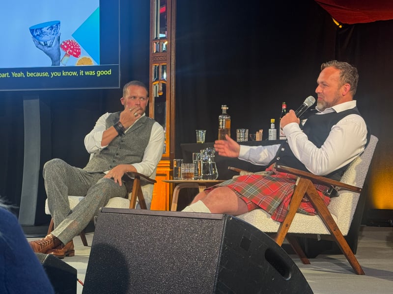 Sam Heughan chatted about his new gin on stage at the festival.