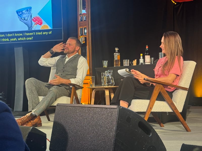 Heughan was joined on stage by actress and journalist Nicola Roy for the launch of his book 'The Cocktail Diaries'.