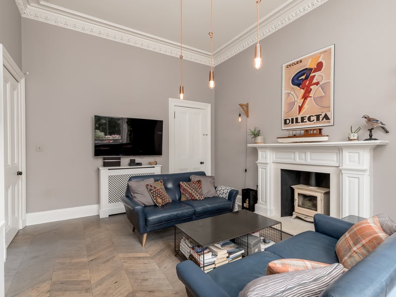 Also on the ground floor is the open-plan kitchen, dining, and living area.