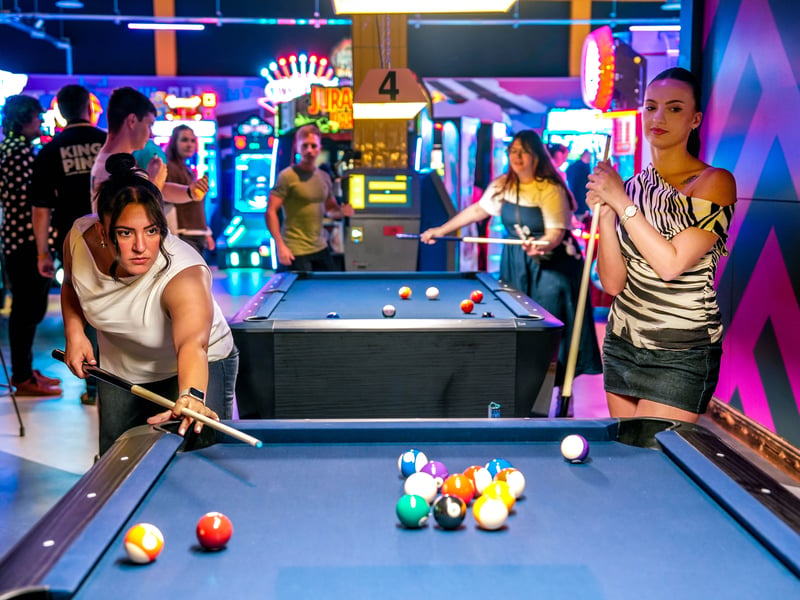 Included are arcade games, American pool, ten-pin bowling and shuffleboard
