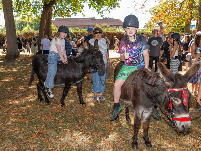 Pictured: Owen and Layla Rose first time on the Donkey 
Picture:Marcin Jedrysiak