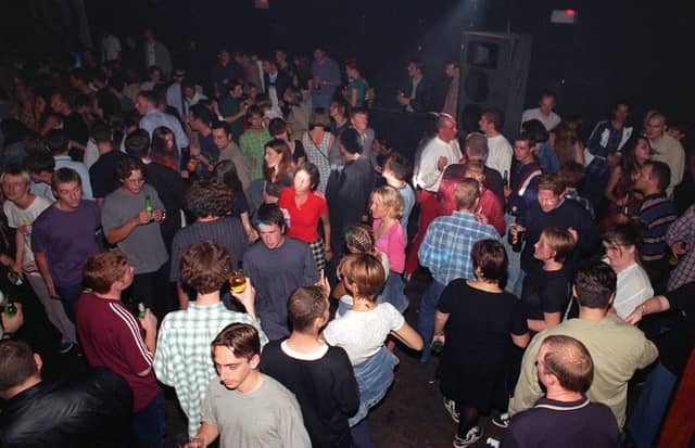 Dancing the night away in September 1995.