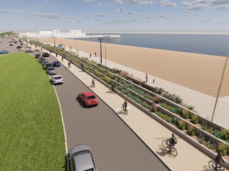 New sea defences around the South Parade Pier area