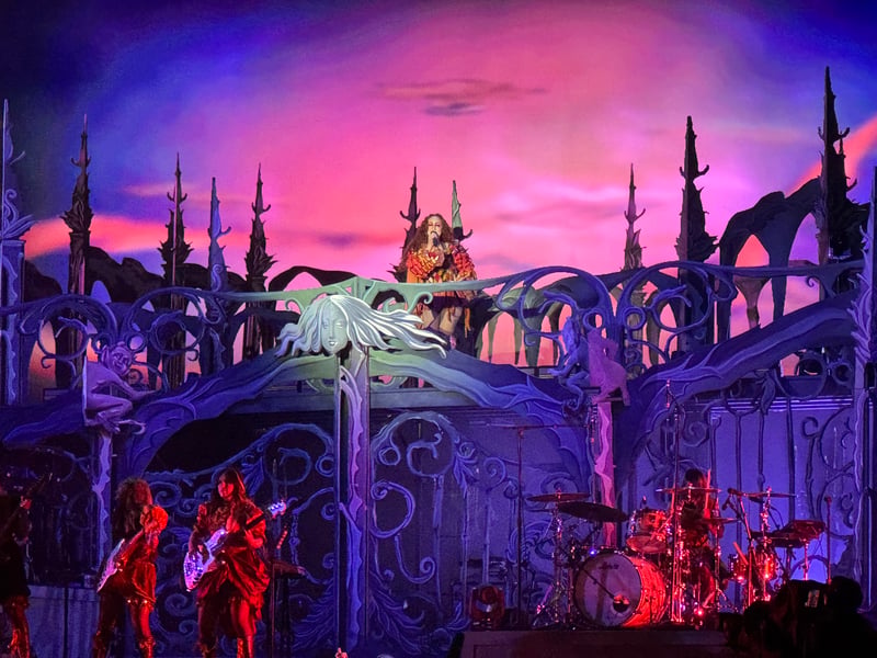 The singer performed parts of the set atop the stage.