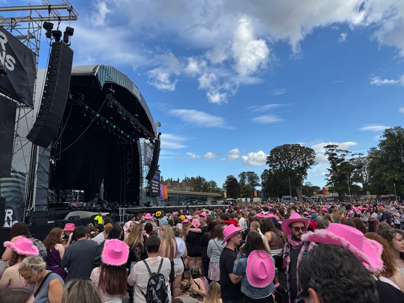 Pink cowboy hats were very much the order of the day.