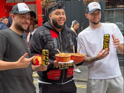 The rapper and TV personality, real name Zuhair Hassan, at the SpudBros Express in London
