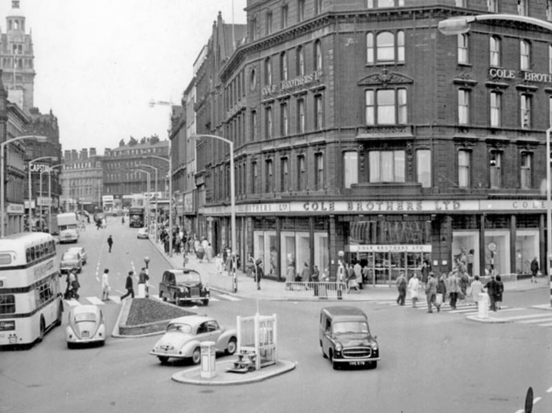 Fargate, Sheffield, in June 1963, with Cole Brothers department store at the junction with Church Street
