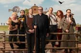 Taskmaster series 20 cast l to r: Maisie Adam, Sanjeev Bhaskar, Alex Horne, Greg Davies, Phil Ellis, Ania Magliano and Reece Shearsmith. Credit: Avalon