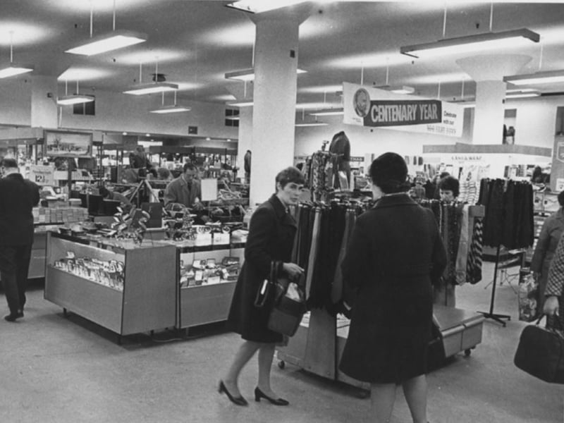 Shoppers in Atkinsons department store, on The Moor, Sheffield city centre, in November 1972, during its centenary year