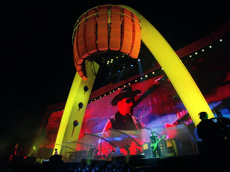 U2 perform at Roundhay Park, Leeds, in 1997