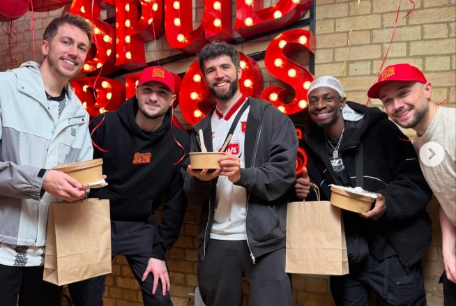 Three of the Sidemen, a British collective of Yotubers & internet personalities at the London store