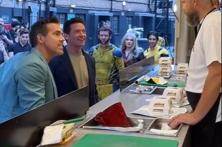 Actors Ryan and Hugh at the SpudBros van