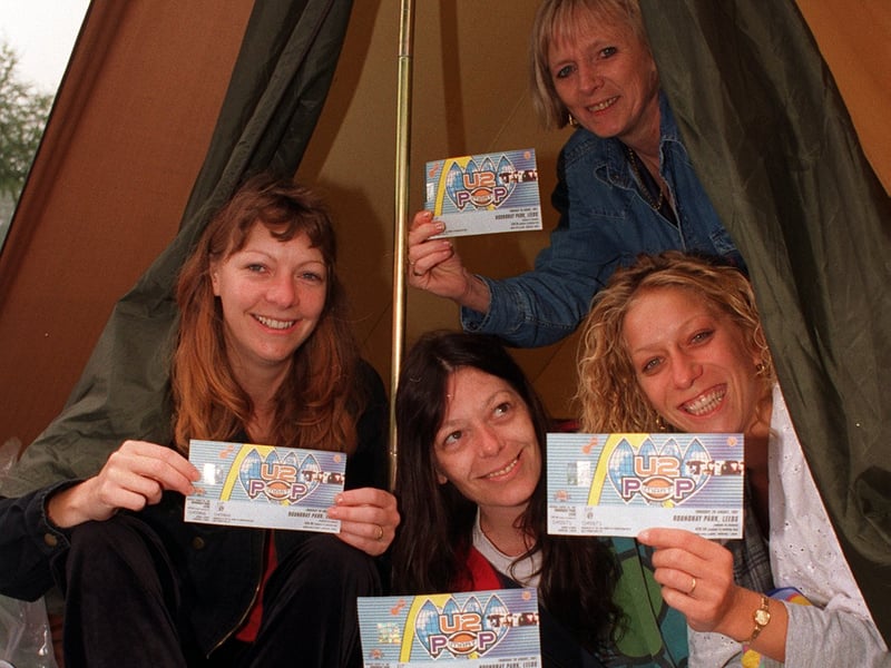 Campers from Hull at the Leeds Camp Site, Roundhay, with their tickets for the U2 concert at Roundhay Park.
From the left, Jane Johnson, Julie Makin, Rosie Hatfield and Donna Pidd.