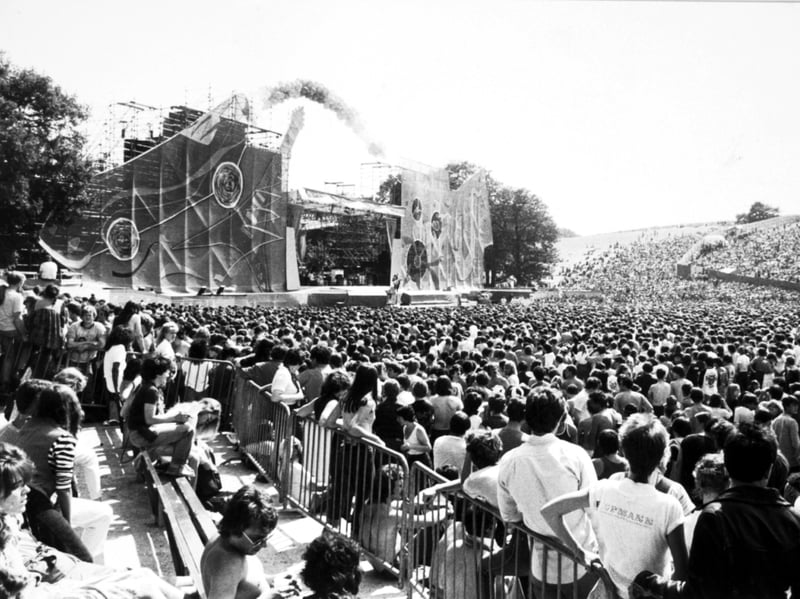 The Rolling Stones in concert at Roundhay Park, Leeds, on July 25, 1982